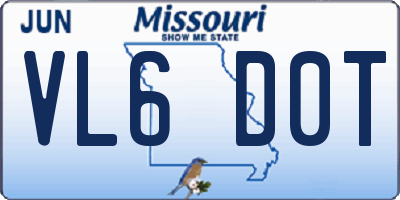 MO license plate VL6D0T