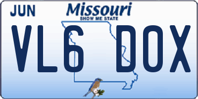 MO license plate VL6D0X