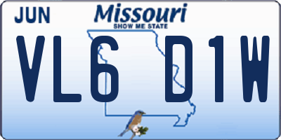 MO license plate VL6D1W
