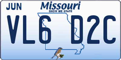MO license plate VL6D2C