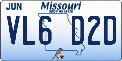 MO license plate VL6D2D