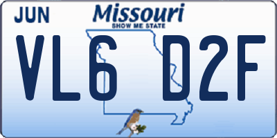 MO license plate VL6D2F