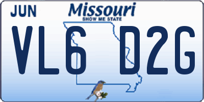 MO license plate VL6D2G
