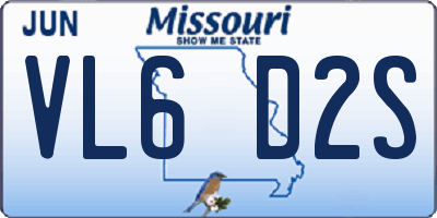 MO license plate VL6D2S