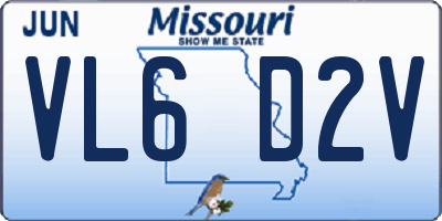 MO license plate VL6D2V