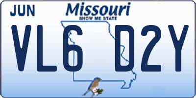 MO license plate VL6D2Y