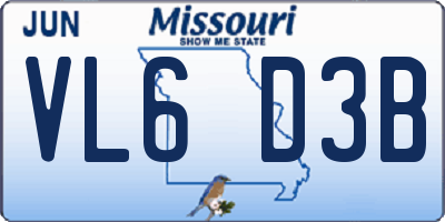 MO license plate VL6D3B