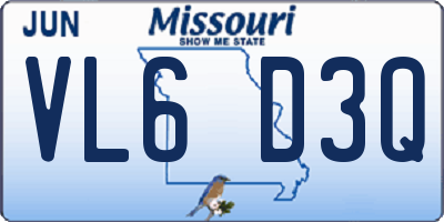 MO license plate VL6D3Q