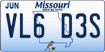MO license plate VL6D3S