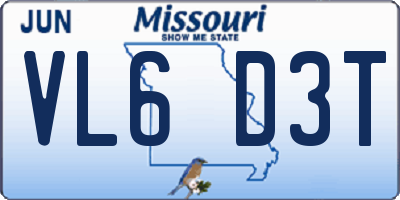 MO license plate VL6D3T