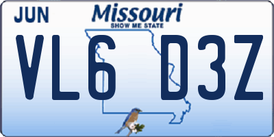 MO license plate VL6D3Z