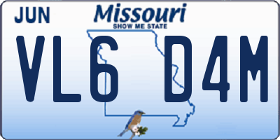 MO license plate VL6D4M