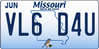 MO license plate VL6D4U