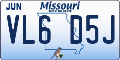 MO license plate VL6D5J