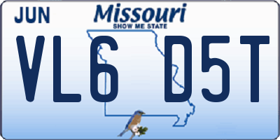 MO license plate VL6D5T