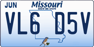 MO license plate VL6D5V