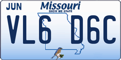 MO license plate VL6D6C