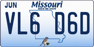MO license plate VL6D6D