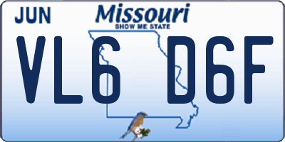 MO license plate VL6D6F