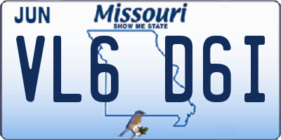 MO license plate VL6D6I