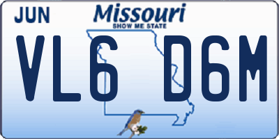 MO license plate VL6D6M