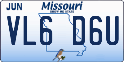 MO license plate VL6D6U