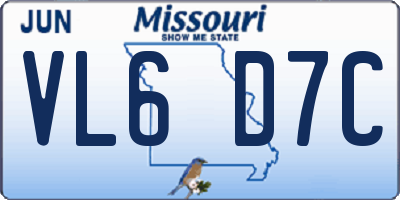 MO license plate VL6D7C
