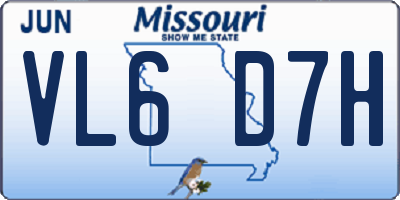MO license plate VL6D7H