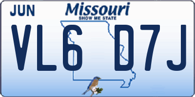 MO license plate VL6D7J