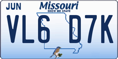 MO license plate VL6D7K