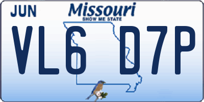 MO license plate VL6D7P