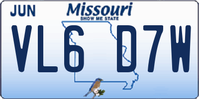 MO license plate VL6D7W