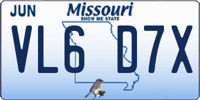 MO license plate VL6D7X