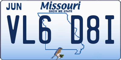 MO license plate VL6D8I