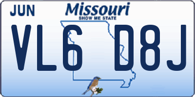 MO license plate VL6D8J