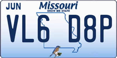 MO license plate VL6D8P