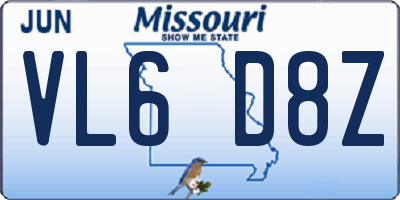 MO license plate VL6D8Z