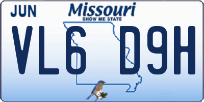 MO license plate VL6D9H
