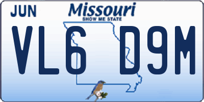 MO license plate VL6D9M