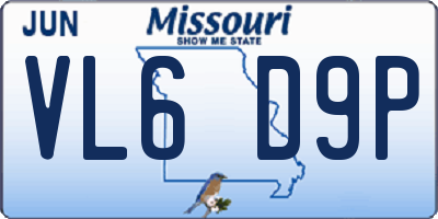 MO license plate VL6D9P