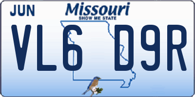 MO license plate VL6D9R