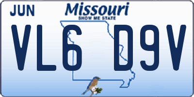 MO license plate VL6D9V