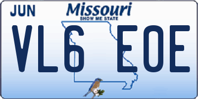 MO license plate VL6E0E