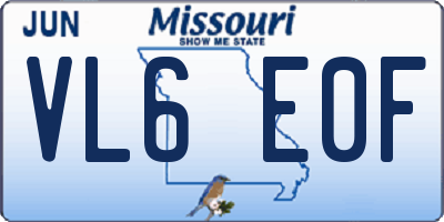 MO license plate VL6E0F