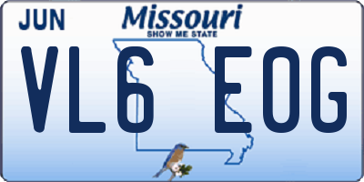 MO license plate VL6E0G