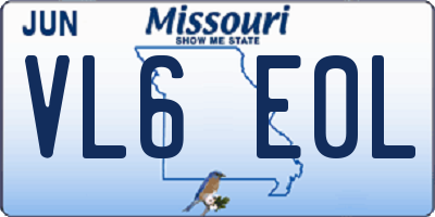 MO license plate VL6E0L