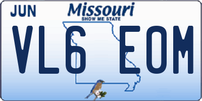 MO license plate VL6E0M