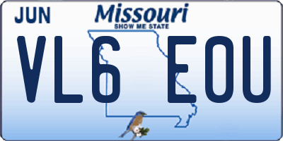 MO license plate VL6E0U