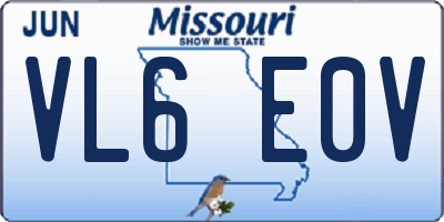 MO license plate VL6E0V