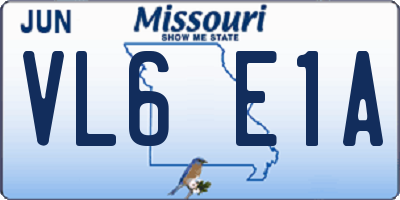 MO license plate VL6E1A